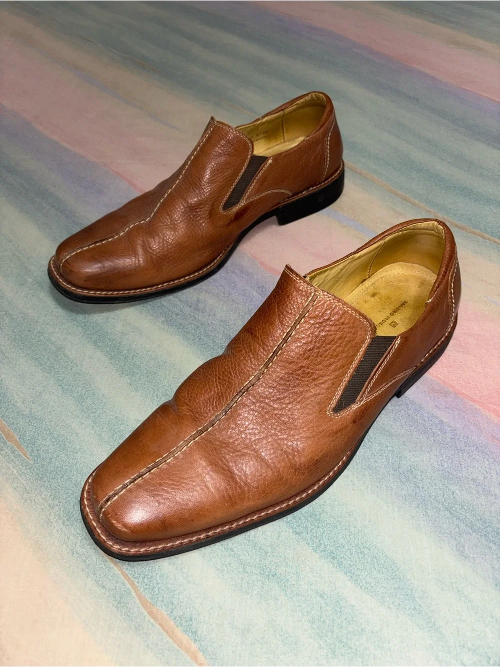 Sandro Moscolini Loafers Men's size 13 Brown cognac Leather Slip On Shoes